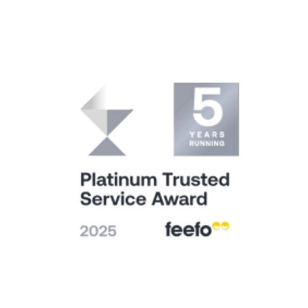 Feefo Platinum Trusted Service Awards 5 Years Running 2025